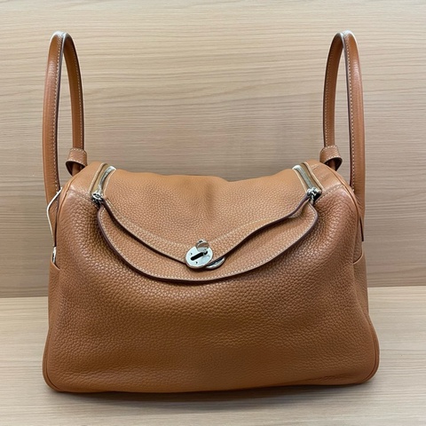 Hermes愛馬仕 LINDY 金棕色銀扣TC 34 ，2015年 t刻 無附件