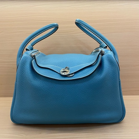 Hermes 愛馬仕 LINDY 牛仔藍銀扣 TC 34，2010年 框N 無附件