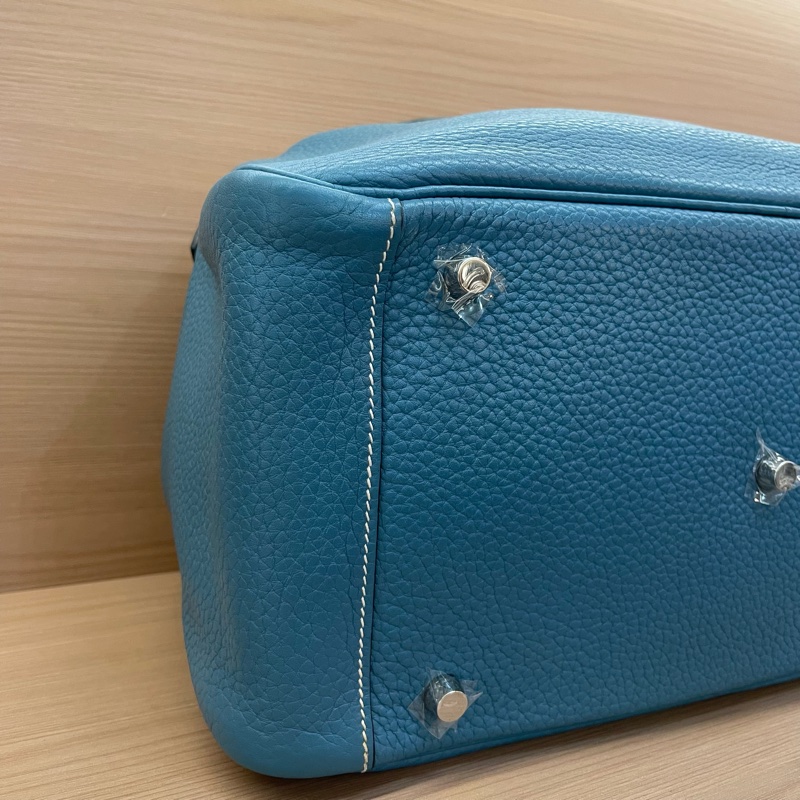 NO:C96 Hermes 愛馬仕 LINDY 牛仔藍銀扣 TC 34，2010年 框N 無附件-6