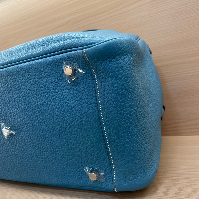 NO:C96 Hermes 愛馬仕 LINDY 牛仔藍銀扣 TC 34，2010年 框N 無附件-7