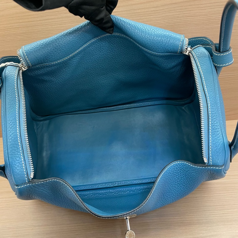 NO:C96 Hermes 愛馬仕 LINDY 牛仔藍銀扣 TC 34，2010年 框N 無附件-9