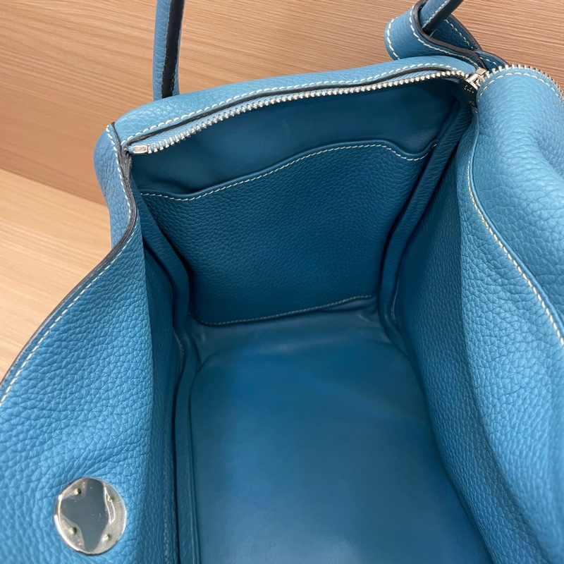 NO:C96 Hermes 愛馬仕 LINDY 牛仔藍銀扣 TC 34，2010年 框N 無附件-10