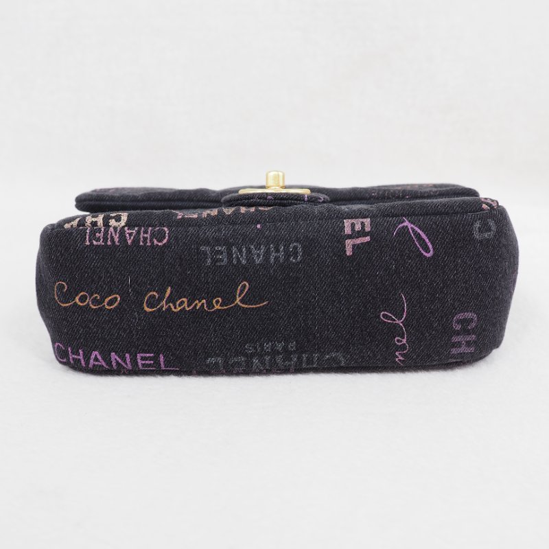 CHANEL 22P 牛仔黑色金扣 flap bag-4