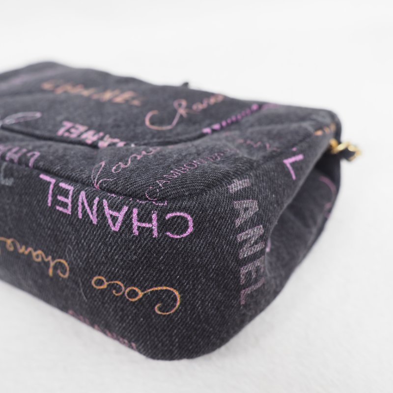 CHANEL 22P 牛仔黑色金扣 flap bag-8