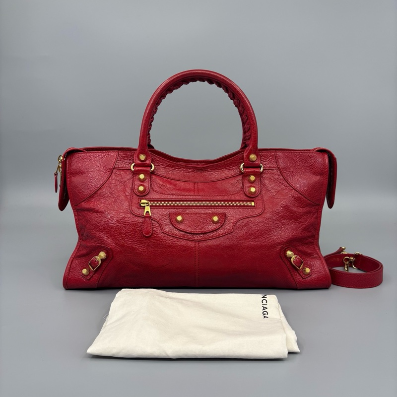 Balenciaga 巴黎世家 97新 油臘皮機車手提包-0