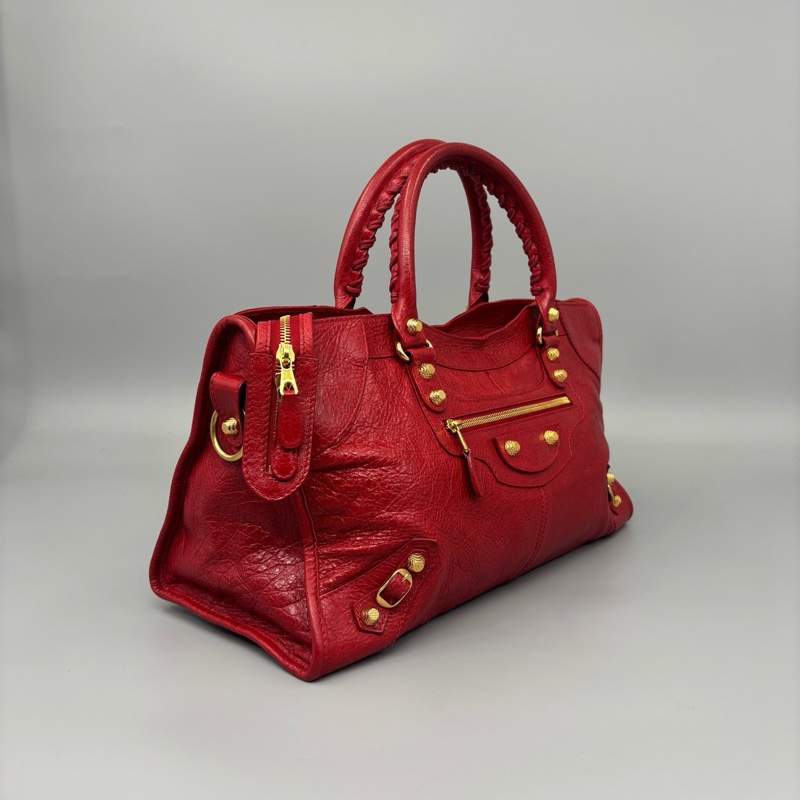 Balenciaga 巴黎世家 97新 油臘皮機車手提包-5