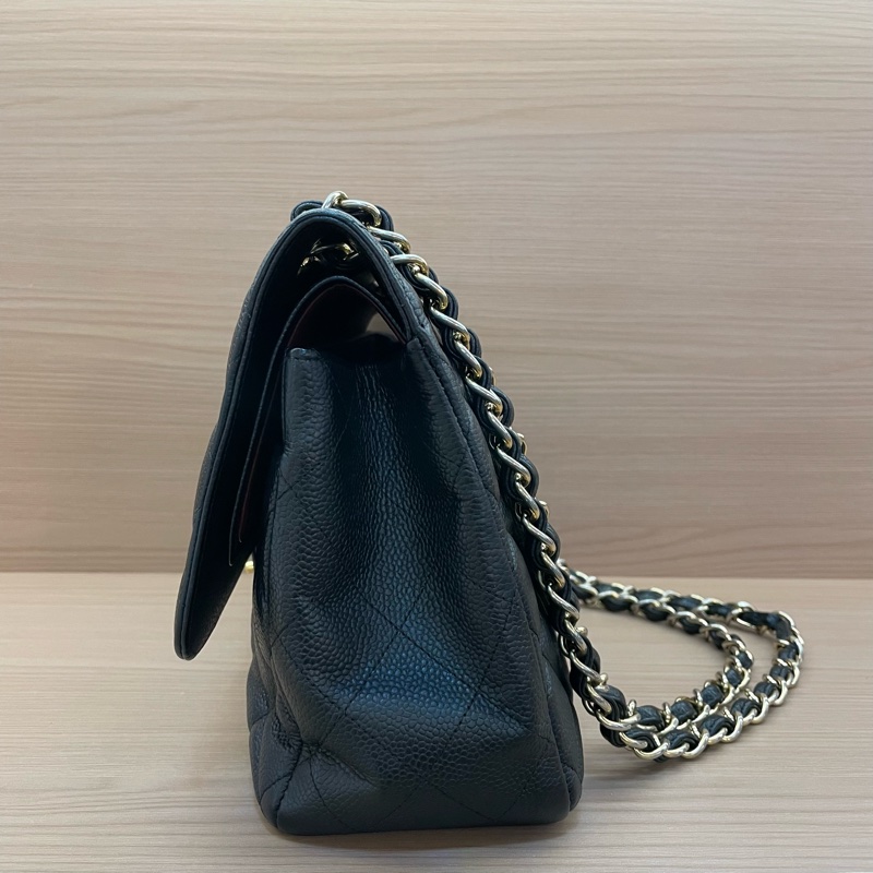 NO:D18 Chanel香奈兒 單肩斜挎鏈條包cf黑色 荔枝皮 大號 2012年 16開 無附件-2