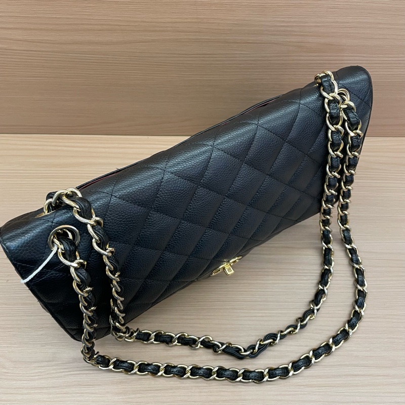 NO:D18 Chanel香奈兒 單肩斜挎鏈條包cf黑色 荔枝皮 大號 2012年 16開 無附件-4