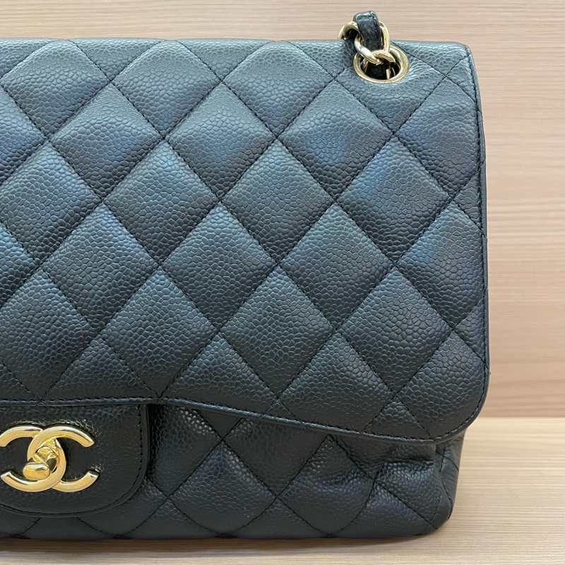 NO:D18 Chanel香奈兒 單肩斜挎鏈條包cf黑色 荔枝皮 大號 2012年 16開 無附件-6