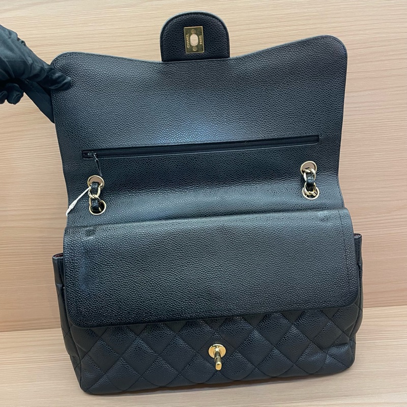 NO:D18 Chanel香奈兒 單肩斜挎鏈條包cf黑色 荔枝皮 大號 2012年 16開 無附件-10