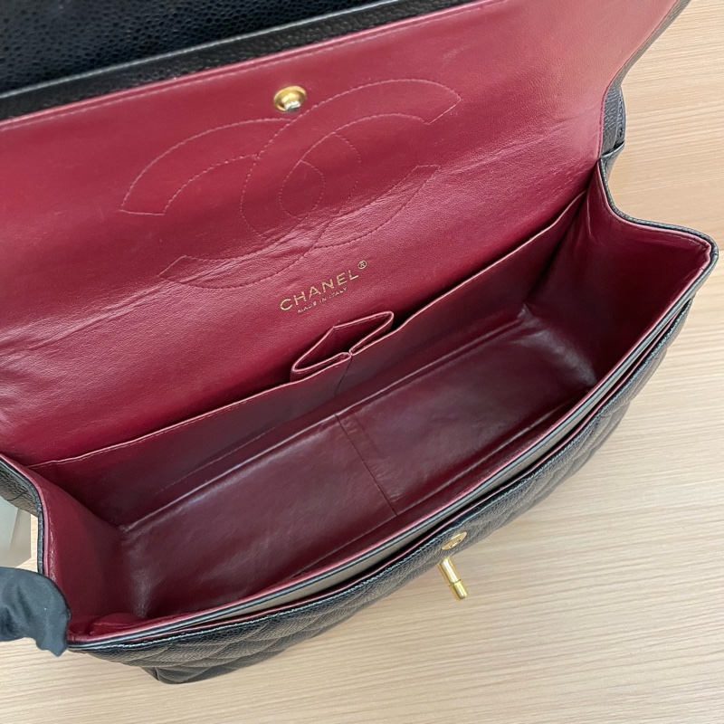 NO:D18 Chanel香奈兒 單肩斜挎鏈條包cf黑色 荔枝皮 大號 2012年 16開 無附件-12