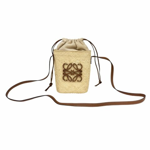 LOEWE Anagram 草編 斜揹袋