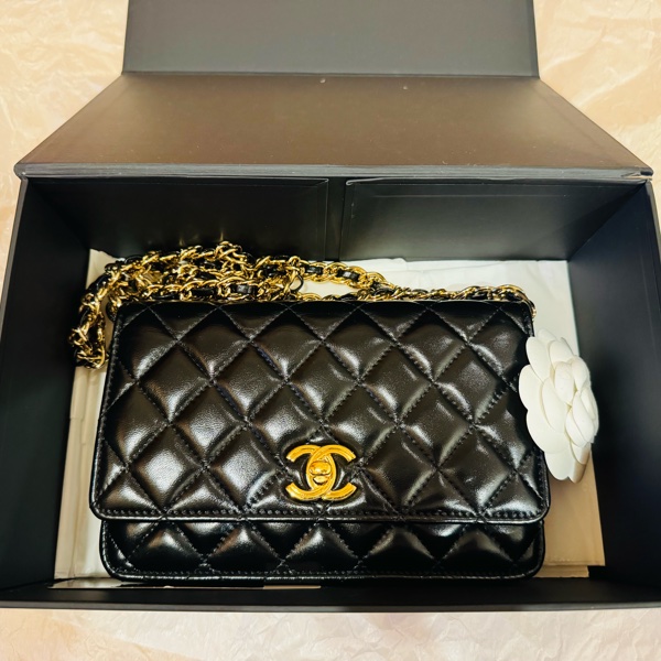CHANEL WOC 經典黑金鏈條包｜近全新｜-8