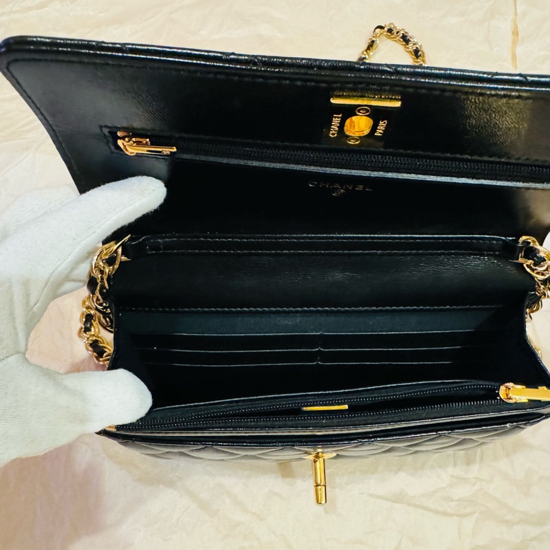 CHANEL WOC 經典黑金鏈條包｜近全新｜-11