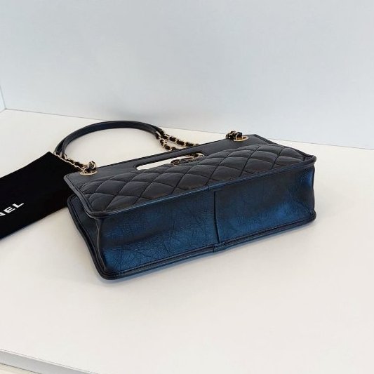 閒置新 香奈兒/Chanel 黑金複古鏈條公文包 芯片款-3