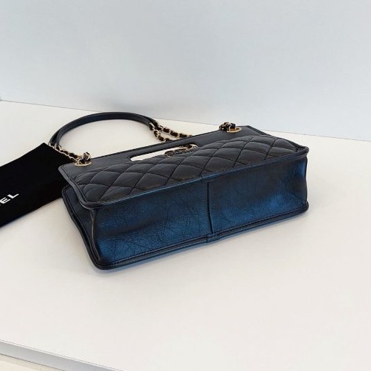 閒置新 香奈兒/Chanel 黑金複古鏈條公文包 芯片款-7