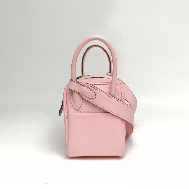 HERMES LindyMini3Q新櫻花粉Swift皮Z刻銀扣肩背包-1