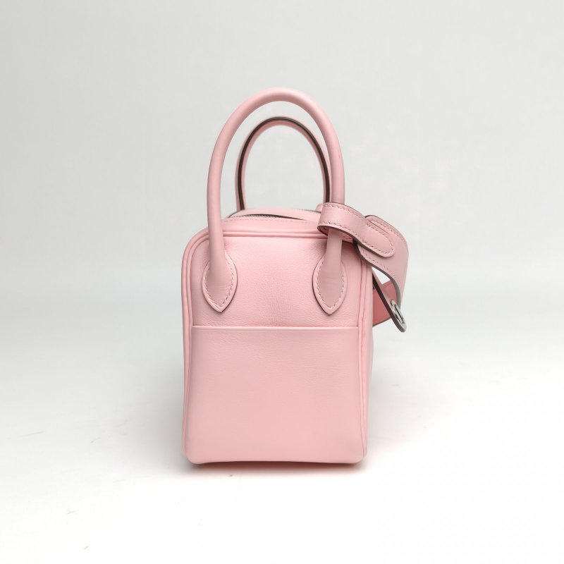 HERMES LindyMini3Q新櫻花粉Swift皮Z刻銀扣肩背包-3