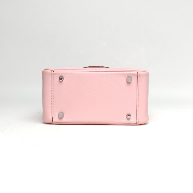 HERMES LindyMini3Q新櫻花粉Swift皮Z刻銀扣肩背包-4