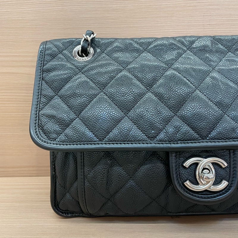 NO:D4 Chanel香奈兒 机场包黑色 荔枝皮 2013年 尺寸30*6*20 可單肩斜挎 無附件-5