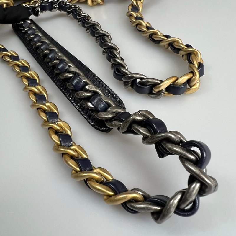 CHANEL 19包 26CM 藍金 30開-10