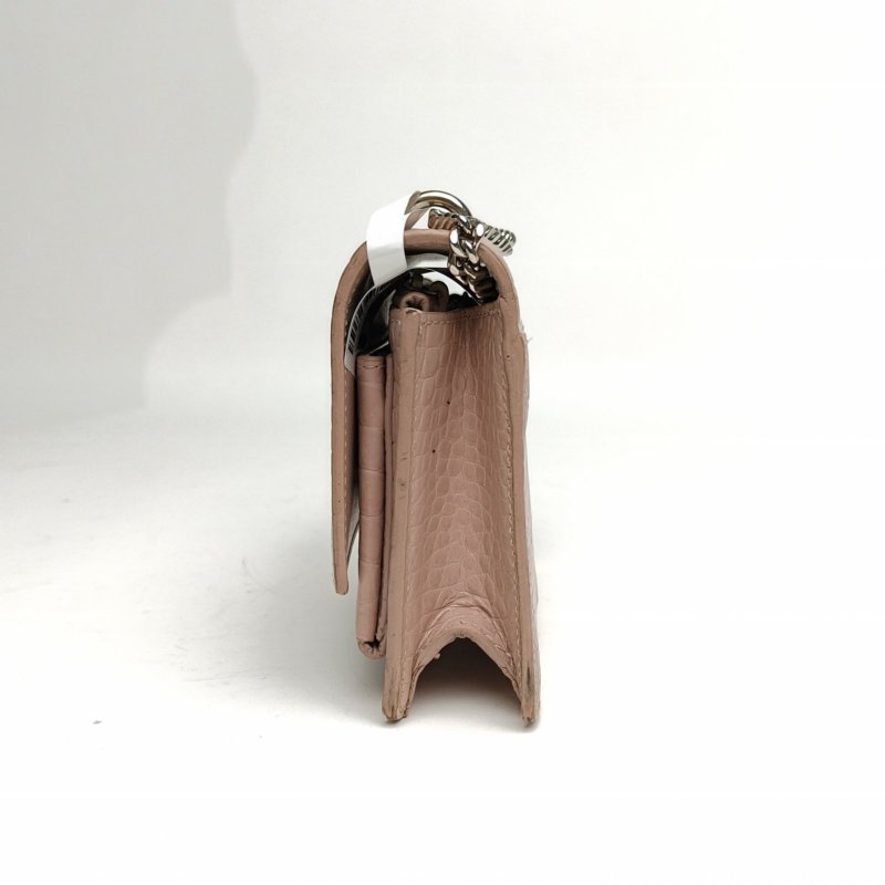 SAINT LAURENT SUNSET日落包Woc17鱷魚壓紋粉色牛皮銀扣肩背包-1