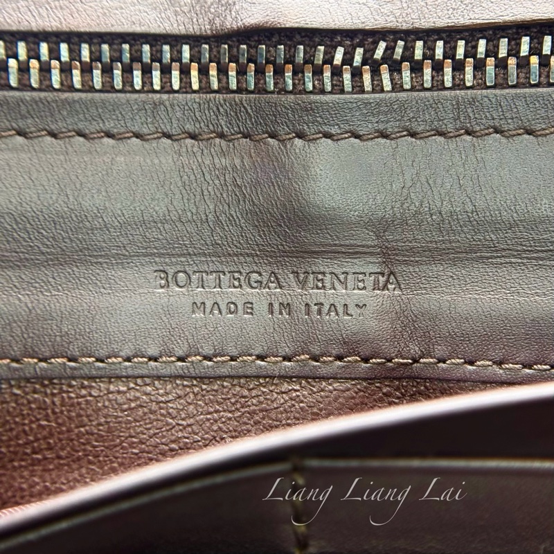 BOTTEGA VENETA BV 經典編織小牛皮深咖啡色拉鏈長夾-2