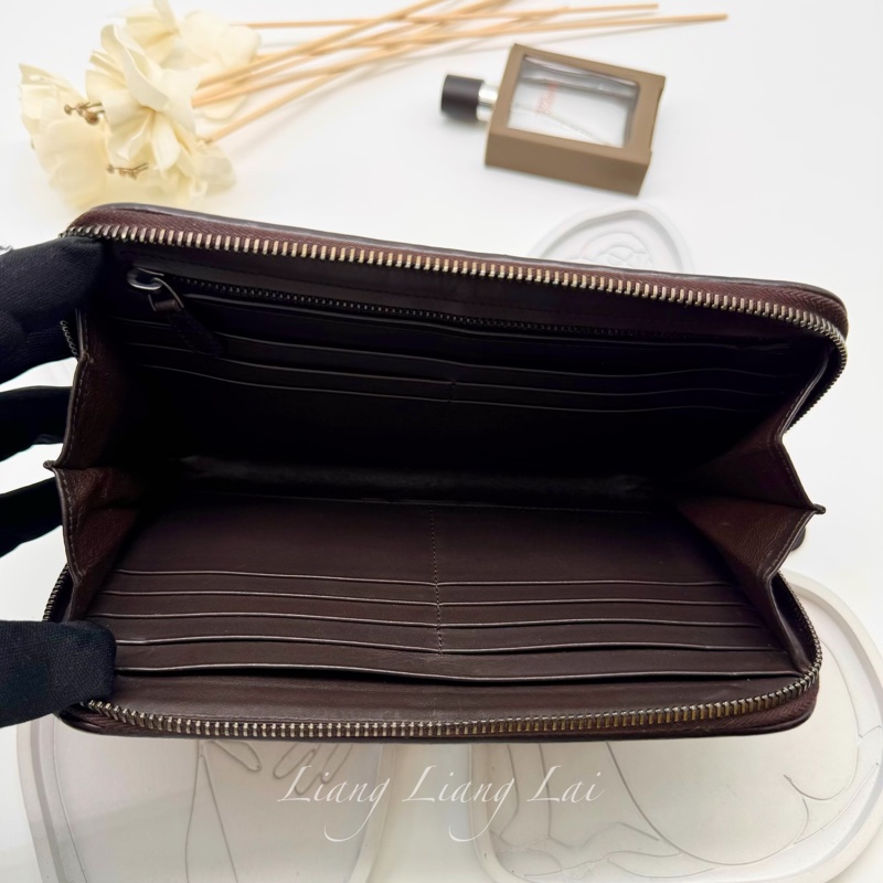 BOTTEGA VENETA BV 經典編織小牛皮深咖啡色拉鏈長夾-5