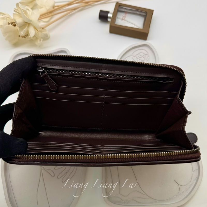 BOTTEGA VENETA BV 經典編織小牛皮深咖啡色拉鏈長夾-6