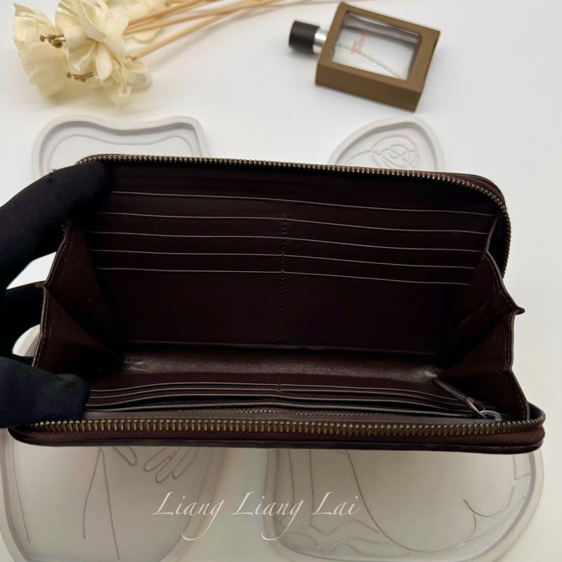 BOTTEGA VENETA BV 經典編織小牛皮深咖啡色拉鏈長夾-7