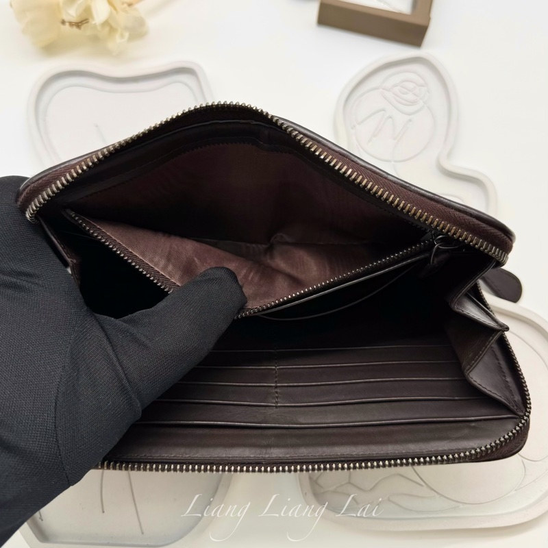 BOTTEGA VENETA BV 經典編織小牛皮深咖啡色拉鏈長夾-8