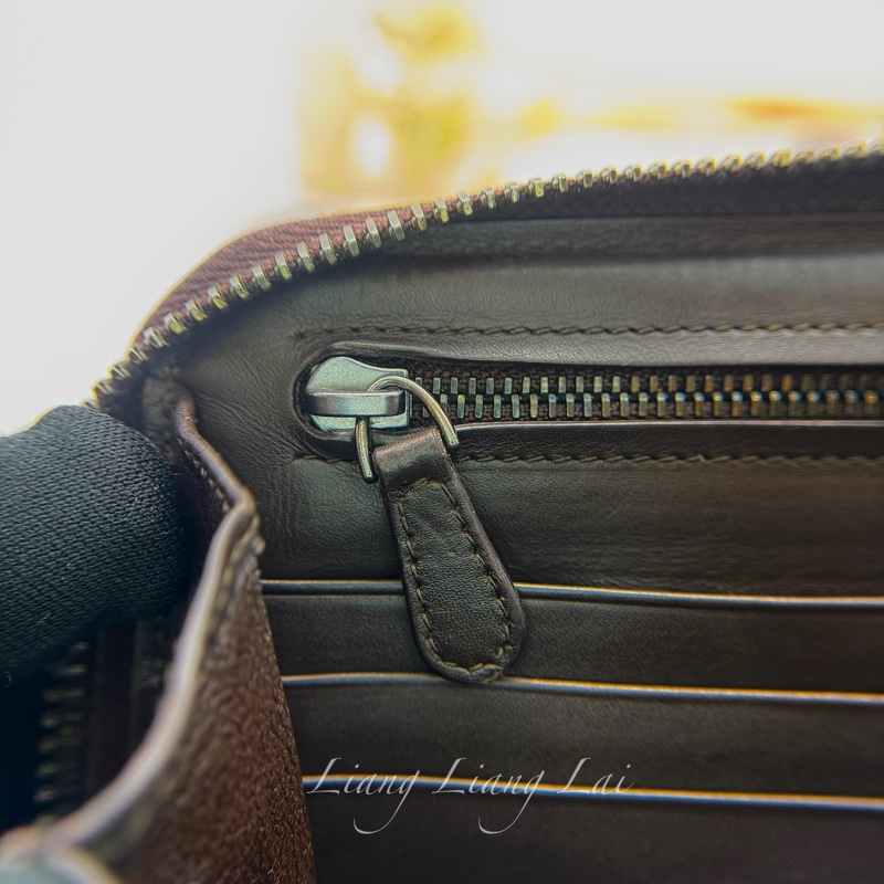 BOTTEGA VENETA BV 經典編織小牛皮深咖啡色拉鏈長夾-9