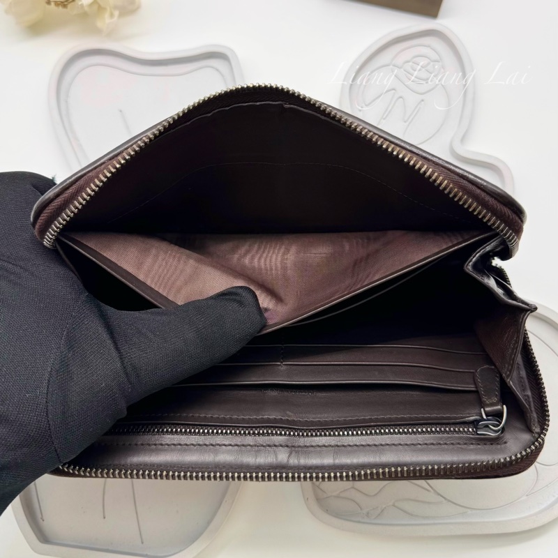 BOTTEGA VENETA BV 經典編織小牛皮深咖啡色拉鏈長夾-11