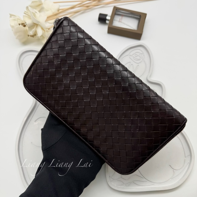 BOTTEGA VENETA BV 經典編織小牛皮深咖啡色拉鏈長夾-16