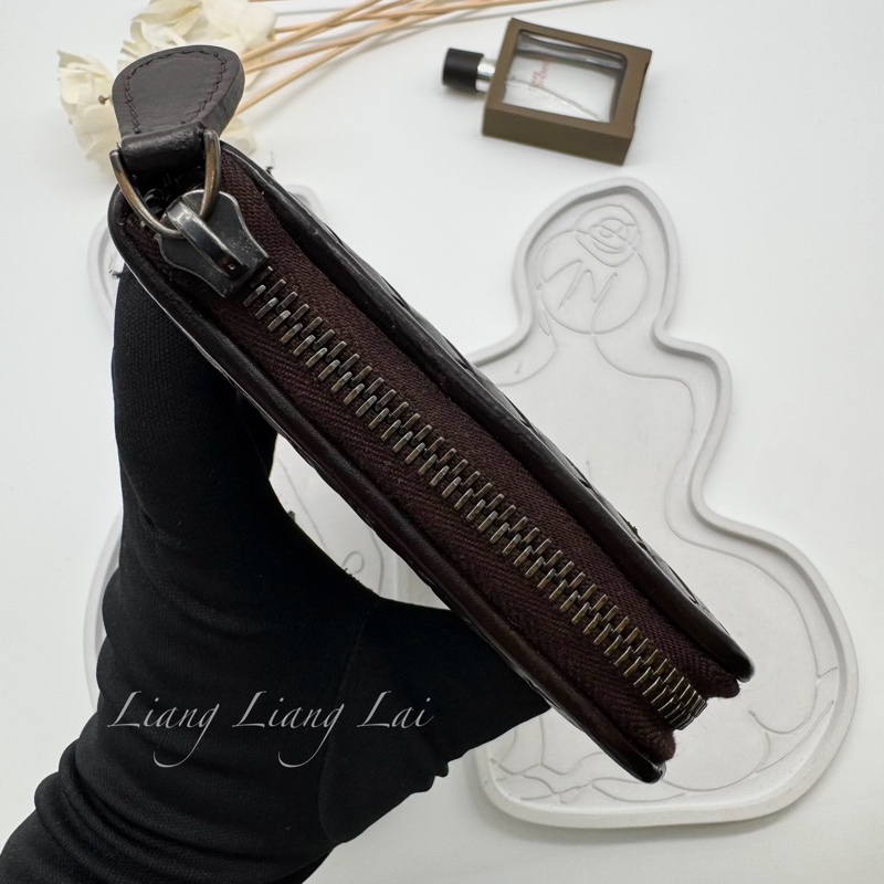 BOTTEGA VENETA BV 經典編織小牛皮深咖啡色拉鏈長夾-19