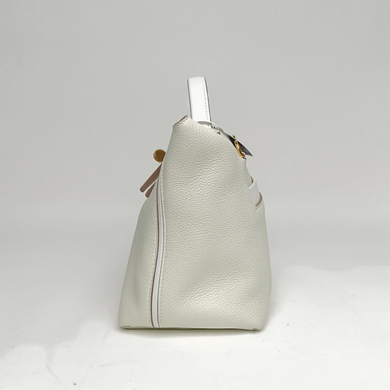 HERMES 242429蘑菇白拼新白色Togo皮B刻金扣肩背包-1