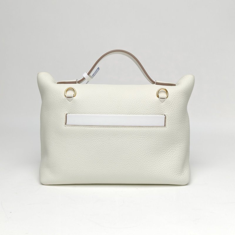 HERMES 242429蘑菇白拼新白色Togo皮B刻金扣肩背包-2