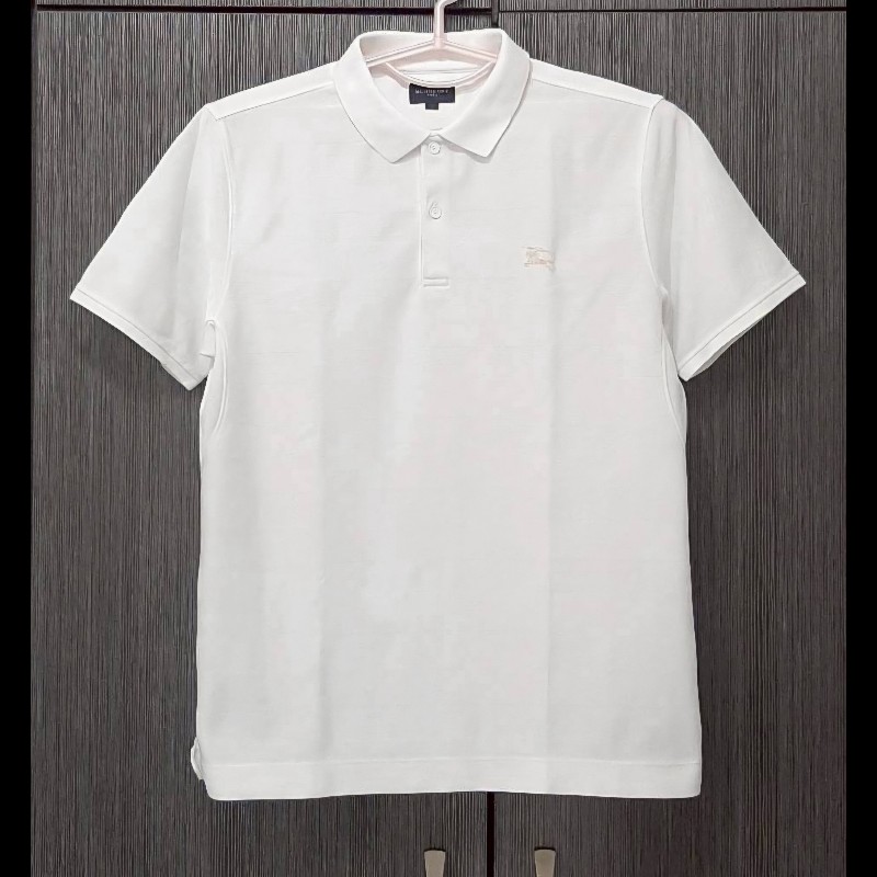 （日本製MIJ）BURBERRY 博柏利 GOLF高爾夫球 戰馬 男米白色透氣網眼布短袖POLO衫3號-0