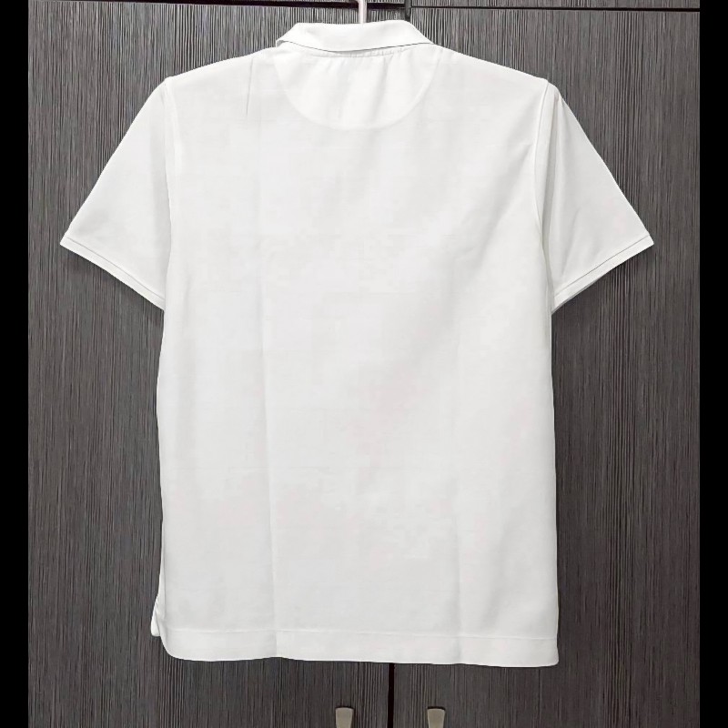 （日本製MIJ）BURBERRY 博柏利 GOLF高爾夫球 戰馬 男米白色透氣網眼布短袖POLO衫3號-1