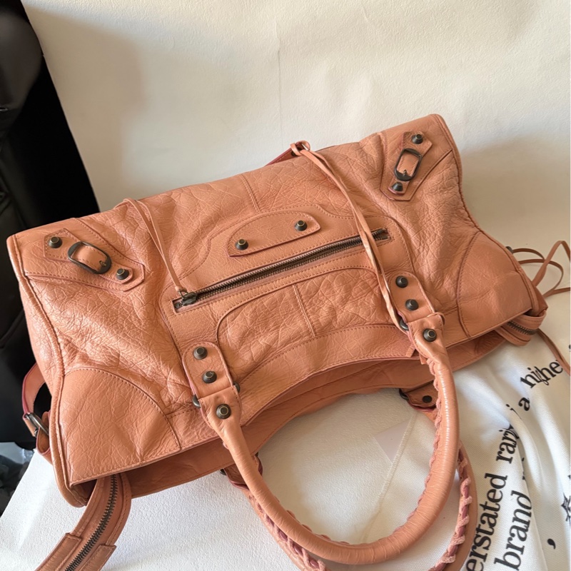 balenciaga 巴黎世家機車包大號粉色-2