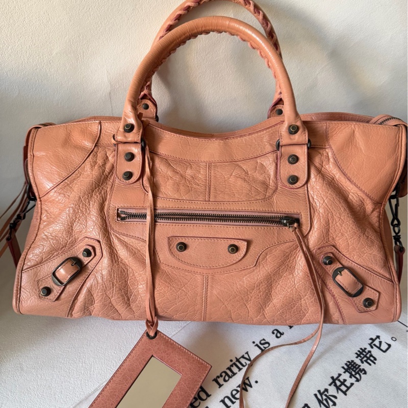 balenciaga 巴黎世家機車包大號粉色-3