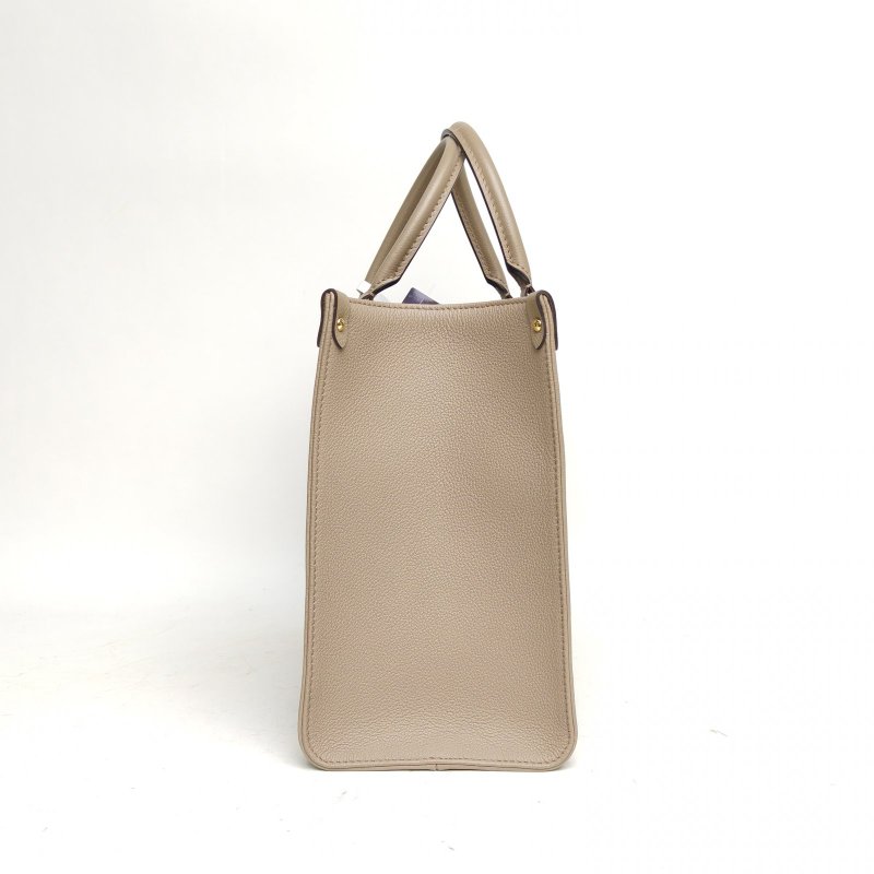 LOUIS VUITTON Onthego中號35大象灰牛皮晶片老花壓紋肩背包-3