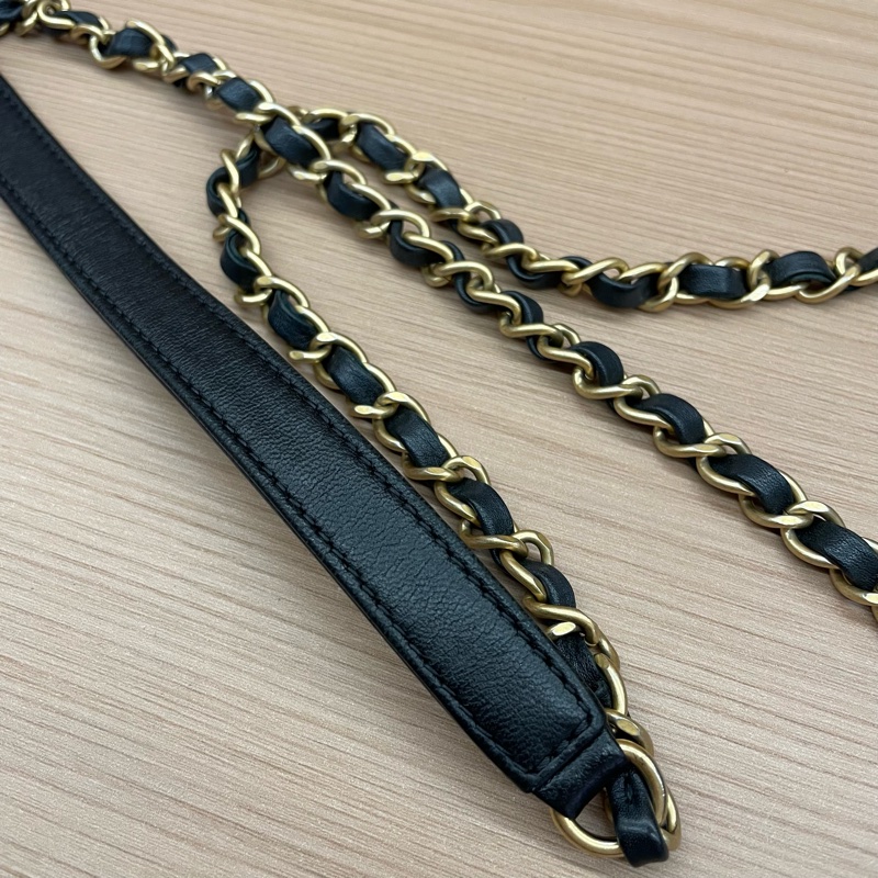 NO:C87 Chanel香奈兒  CF小号 黑金圆环手柄手提單肩斜挎鏈條包 黑色羊皮2020年 29開 尺寸24*13*5 無附件-12