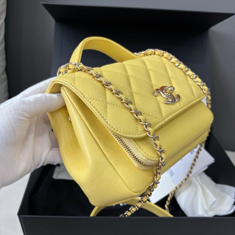 近新品 香奈兒/Chanel 小雞黃荔枝皮Affinity小號郵差包-2