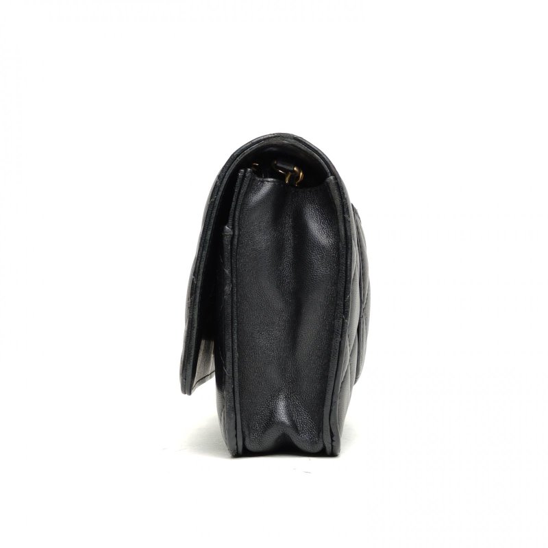 CHANEL CFWOC19黑色羊皮晶片開金扣金球調節扣肩背包-1