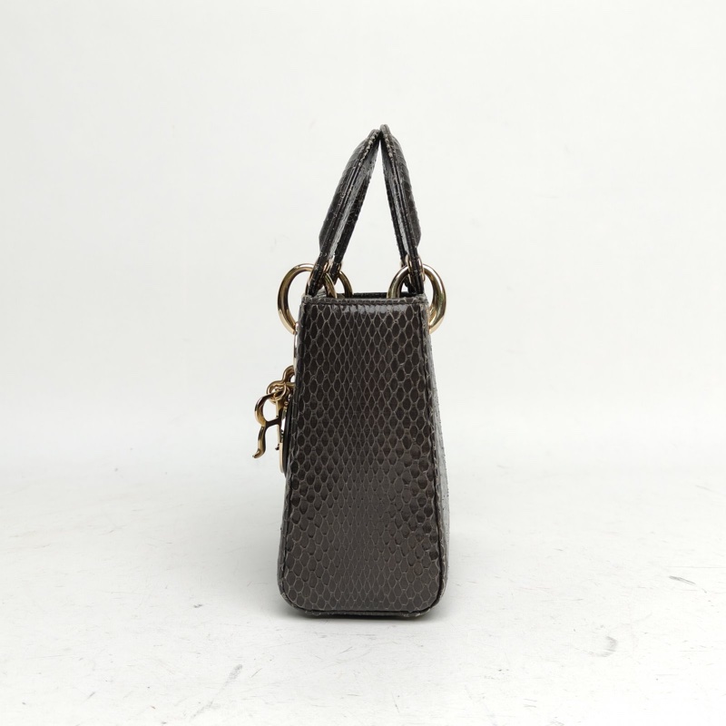DIOR Lady戴妃包三格灰色蛇皮金扣2018肩背包-1