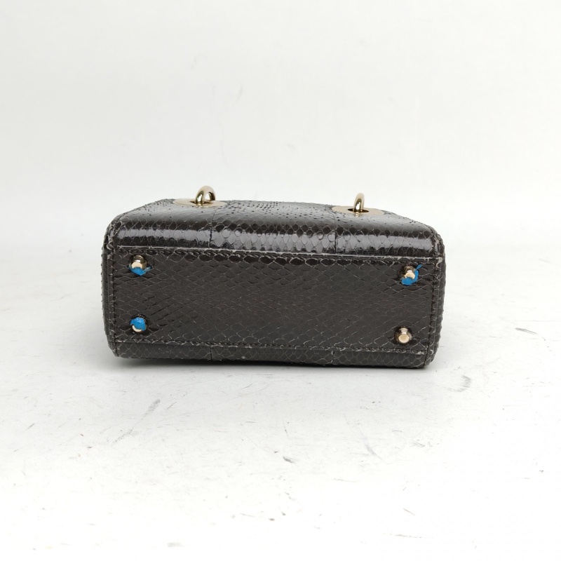 DIOR Lady戴妃包三格灰色蛇皮金扣2018肩背包-3