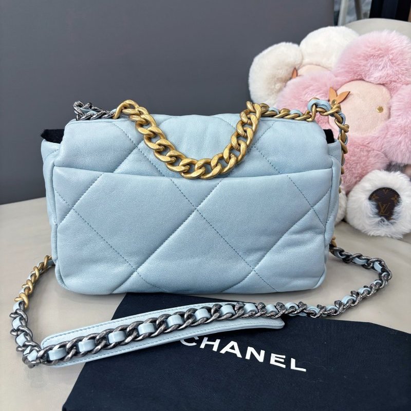 近新品 香奈兒/Chanel 淺霧霾藍19bag小號 芯片款-1