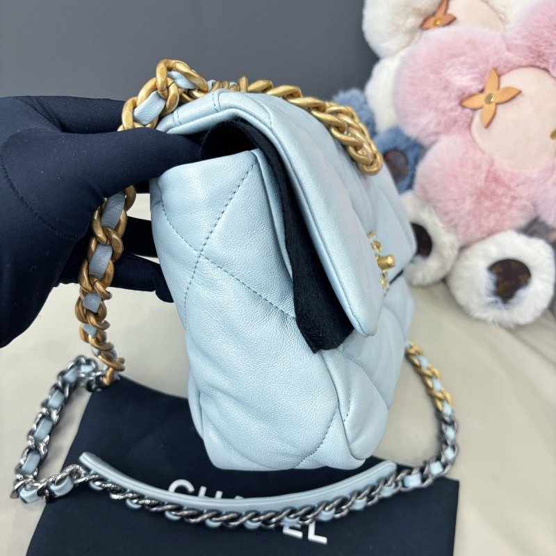 近新品 香奈兒/Chanel 淺霧霾藍19bag小號 芯片款-2