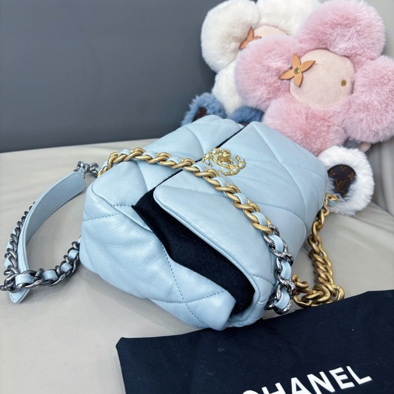 近新品 香奈兒/Chanel 淺霧霾藍19bag小號 芯片款-3